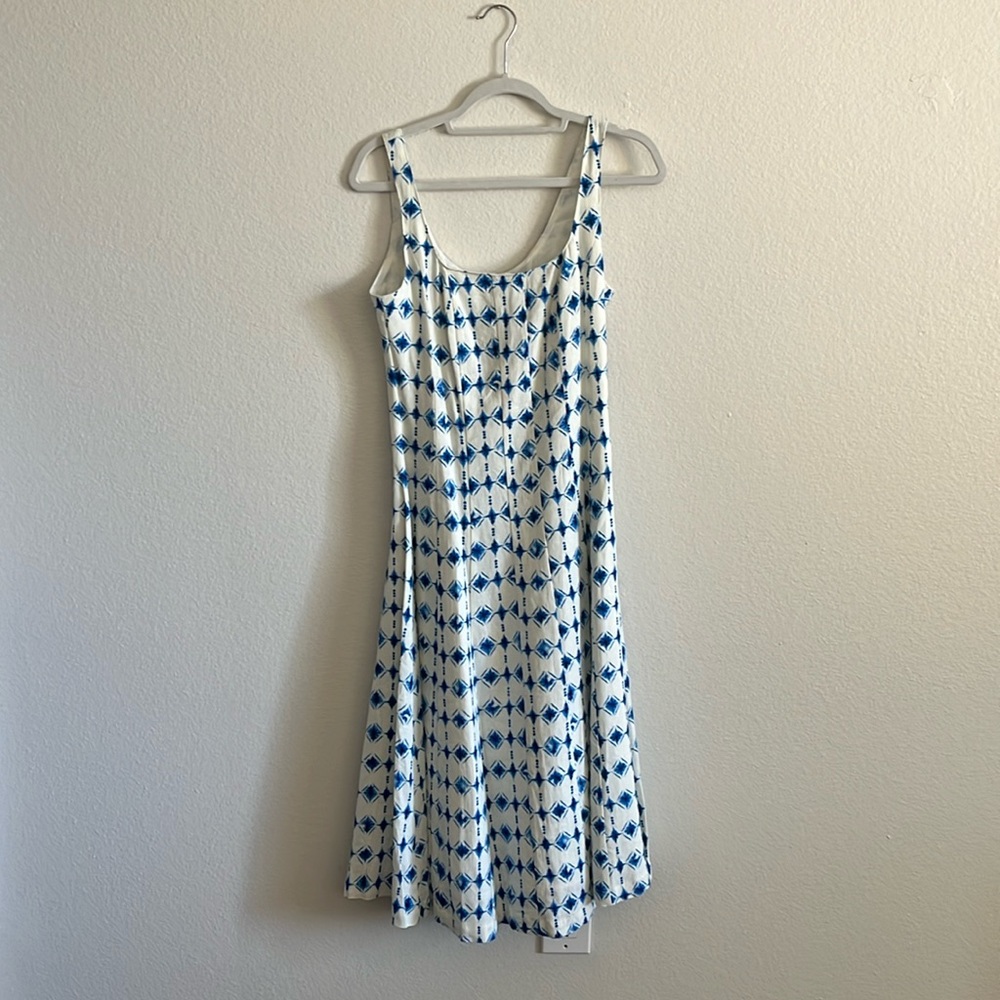 Linen printed midi dress